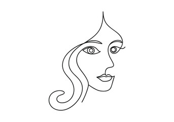 Continuous One-Line Drawing of a Woman's Face - Minimalist Feminine Art