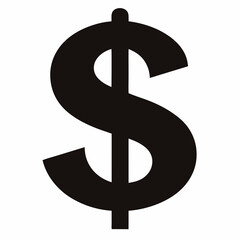 Black Dollar Sign Icon Vector Illustration