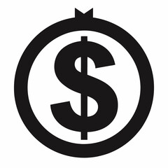 Black Dollar Sign Icon Vector Illustration