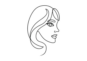 Continuous One-Line Drawing of a Woman's Face - Minimalist Feminine Art