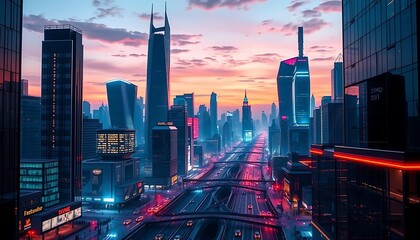 city skyline at night