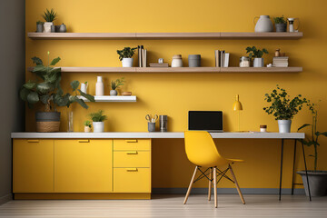 Fantastic Modern home office featuring a streamlined wooden desk