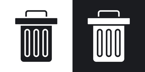 Bin icons in solid black and white colors