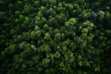Fototapeta premium Fantastic Lush Green Forest Aerial View: Dense Canopy of Vibrant Trees