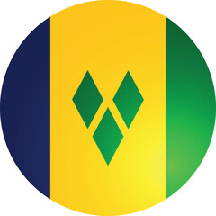 Saint Vincent and the Grenadines Round Flag Vector