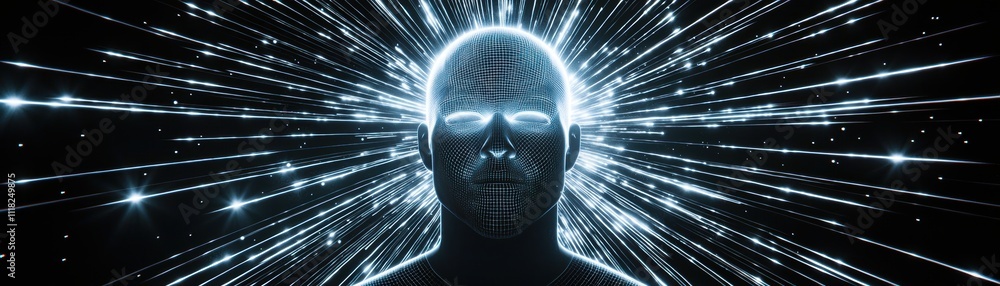 Poster exploring quantum computing and ai innovations in a futuristic digital environment virtual space per