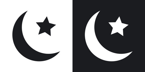 Moon icons in solid black and white colors