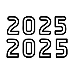 big 2025 numbers icon, new year illustration, new year icon - simple black line art of big 2025 numbers, symbolizing new year celebrations  new year vector 