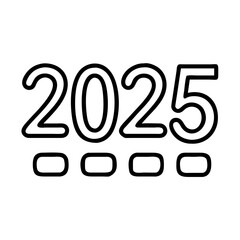 big 2025 numbers icon, new year illustration, new year icon - simple black line art of big 2025 numbers, symbolizing new year celebrations  new year vector 