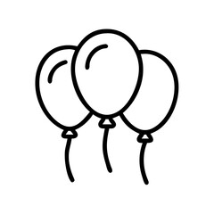 balloons icon, new year illustration, new year icon - simple black line art of balloons, symbolizing new year celebrations  new year vector  © Waliul