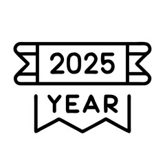 celebration banner with 2025 icon, new year illustration, new year icon - simple black line art of celebration banner with 2025, symbolizing new year celebrations  new year vector 