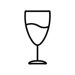 champagne glass icon, new year illustration, new year icon - simple black line art of champagne glass, symbolizing new year celebrations  new year vector 