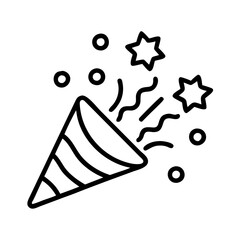 confetti in air icon, new year illustration, new year icon - simple black line art of confetti in air, symbolizing new year celebrations  new year vector 