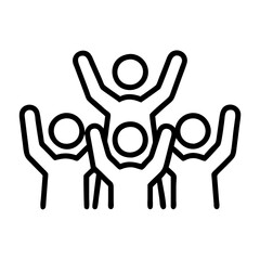 crowds cheering icon, new year illustration, new year icon - simple black line art of crowds cheering, symbolizing new year celebrations  new year vector 