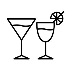festive cocktails icon, new year illustration, new year icon - simple black line art of festive cocktails, symbolizing new year celebrations  new year vector 