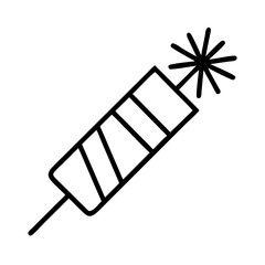 firecracker icon, new year illustration, new year icon - simple black line art of firecracker, symbolizing new year celebrations  new year vector 