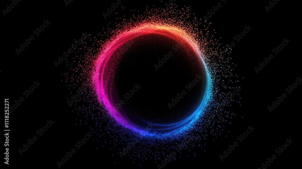 Aufkleber a vibrant circle of sound particles displays a spectrum of colors, illustrating the fluidity and ene
