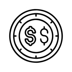 gold coin icon, new year illustration, new year icon - simple black line art of gold coin, symbolizing new year celebrations  new year vector 