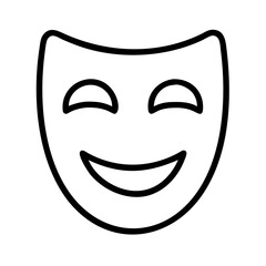 happy face mask icon, new year illustration, new year icon - simple black line art of happy face mask, symbolizing new year celebrations  new year vector 