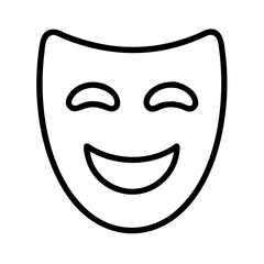 happy face mask icon, new year illustration, new year icon - simple black line art of happy face mask, symbolizing new year celebrations  new year vector 