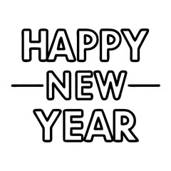 light up happy new year icon, new year illustration, new year icon - simple black line art of light up happy new year, symbolizing new year celebrations  new year vector 