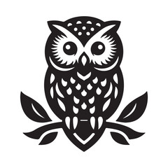 Tawny Owl icon logo silhouette on a white background.