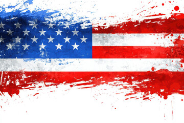 Watercolor American Flag with White Background