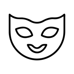 mask icon, new year illustration, new year icon - simple black line art of mask, symbolizing new year celebrations  new year vector 