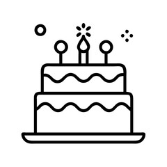 new year s cake icon, new year illustration, new year icon - simple black line art of new year s cake, symbolizing new year celebrations  new year vector 