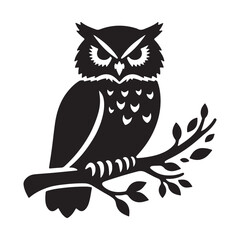 Tawny Owl icon logo silhouette on a white background.