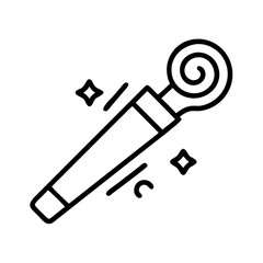 noisemaker icon, new year illustration, new year icon - simple black line art of noisemaker, symbolizing new year celebrations  new year vector 