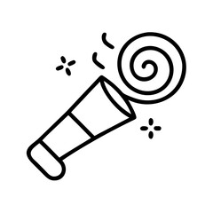 party horn icon, new year illustration, new year icon - simple black line art of party horn, symbolizing new year celebrations  new year vector 