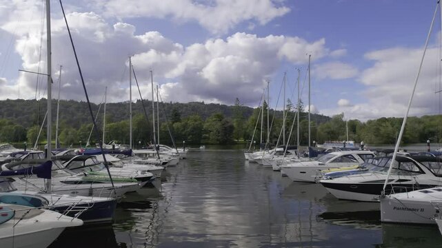 Luxury Boats and Yachts on Lake Windemere in the Lake District, Cunbria