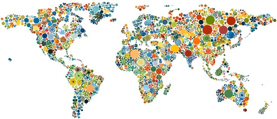 Fototapeta premium A colorful world map with many different colors