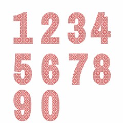 pink and white numbers set of elements