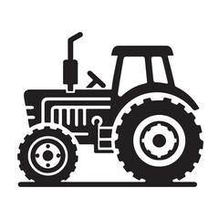 Obraz premium tractor icon logo silhouette white background.