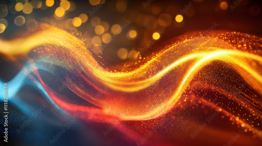 Aufkleber glowing lines intertwine to form a captivating wave-like pattern filled with vibrant colors. the lum