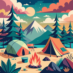 camping in the mountains