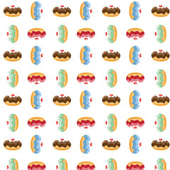 Seamless colorful pattern with different jelly donuts