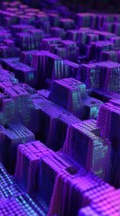 Obraz premium Abstract Purple Digital Cityscape Block Structures