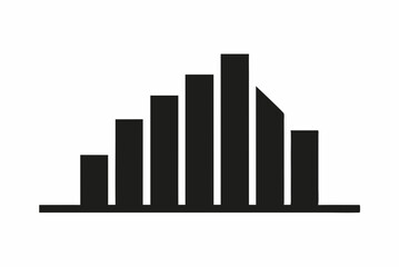 Black Silhouette Bar Graph Icon Vector Design