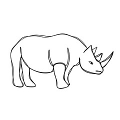 Minimalistic chaotic line art of a rhinoceros 