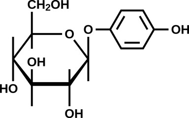 Arbutin cyclic structural formula, vector illustration