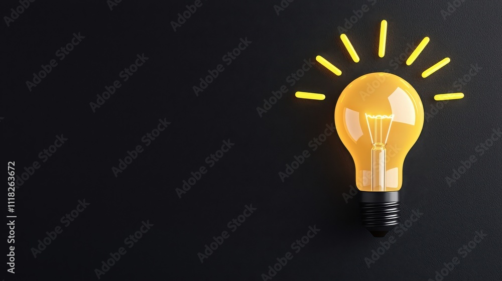 Poster 2025 goals setting with vision and strategy concept. bright light bulb on a dark background with ray