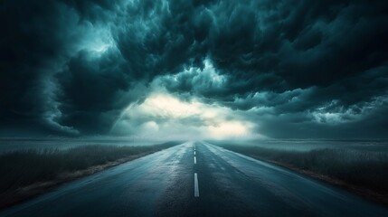 road and dark sky, uncertainty, danger