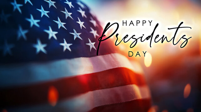Happy Presidents Day Celebration with American Flag and Soft Lighting Background