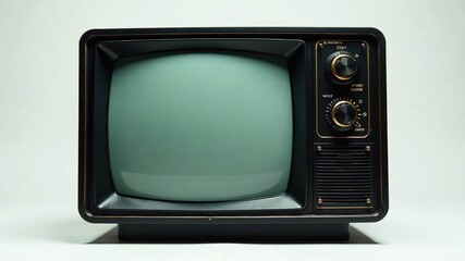 Vintage Black TV Set, Retro Television, Isolated, Studio Shot, White Background, High Quality, Detailed