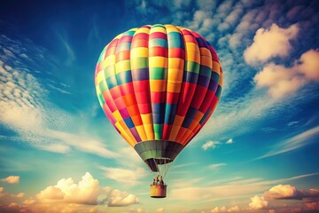Obraz premium Vintage Hot Air Balloon, Colorful Sky, Retro Photography