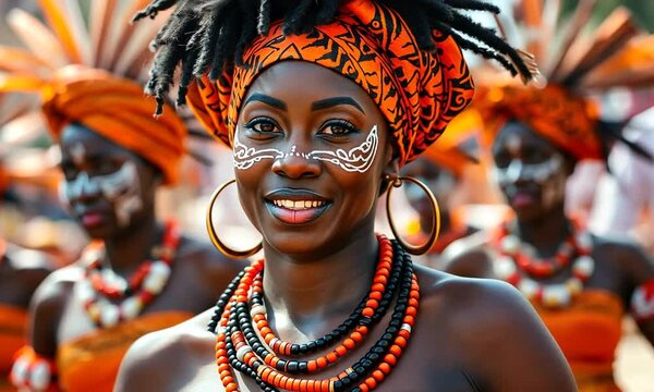 Celebrating culture and tradition with vibrant costumes and energetic dance performances in a lively festival atmosphere