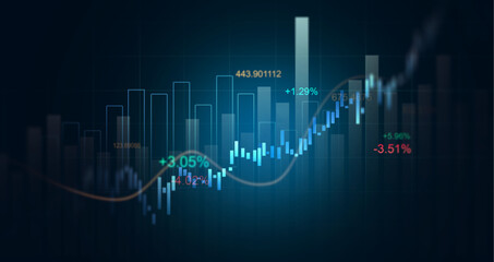 Stock market chart, exchange financial growth graph diagram.	